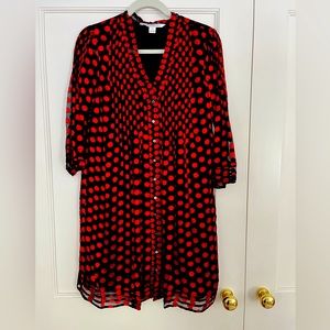 DVF Silk Button Down Shirt Dress